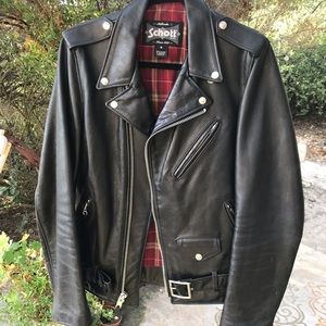 Schott NYC 626 Leather Jacket Black Size Small